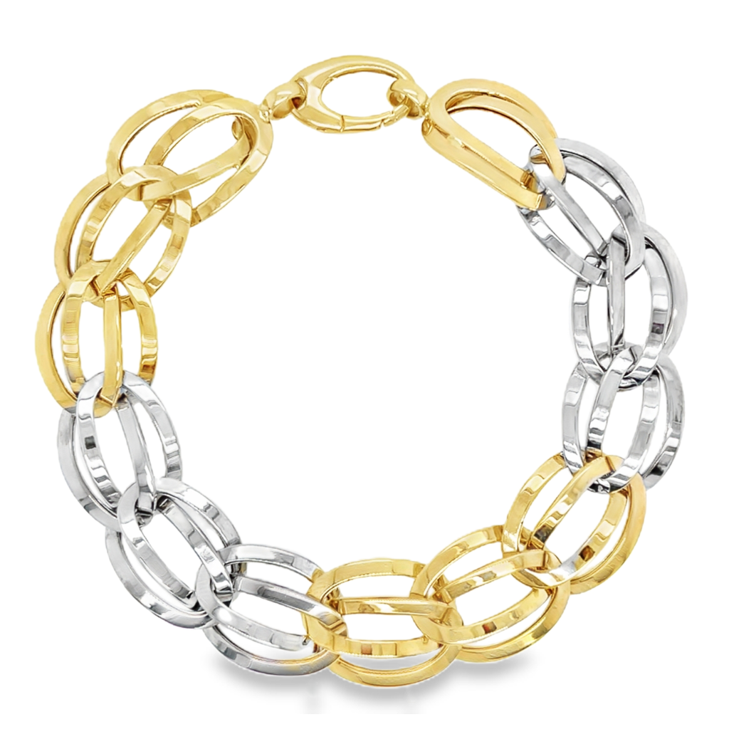 Bicolor gold bracelet Fantasy 14mm wide