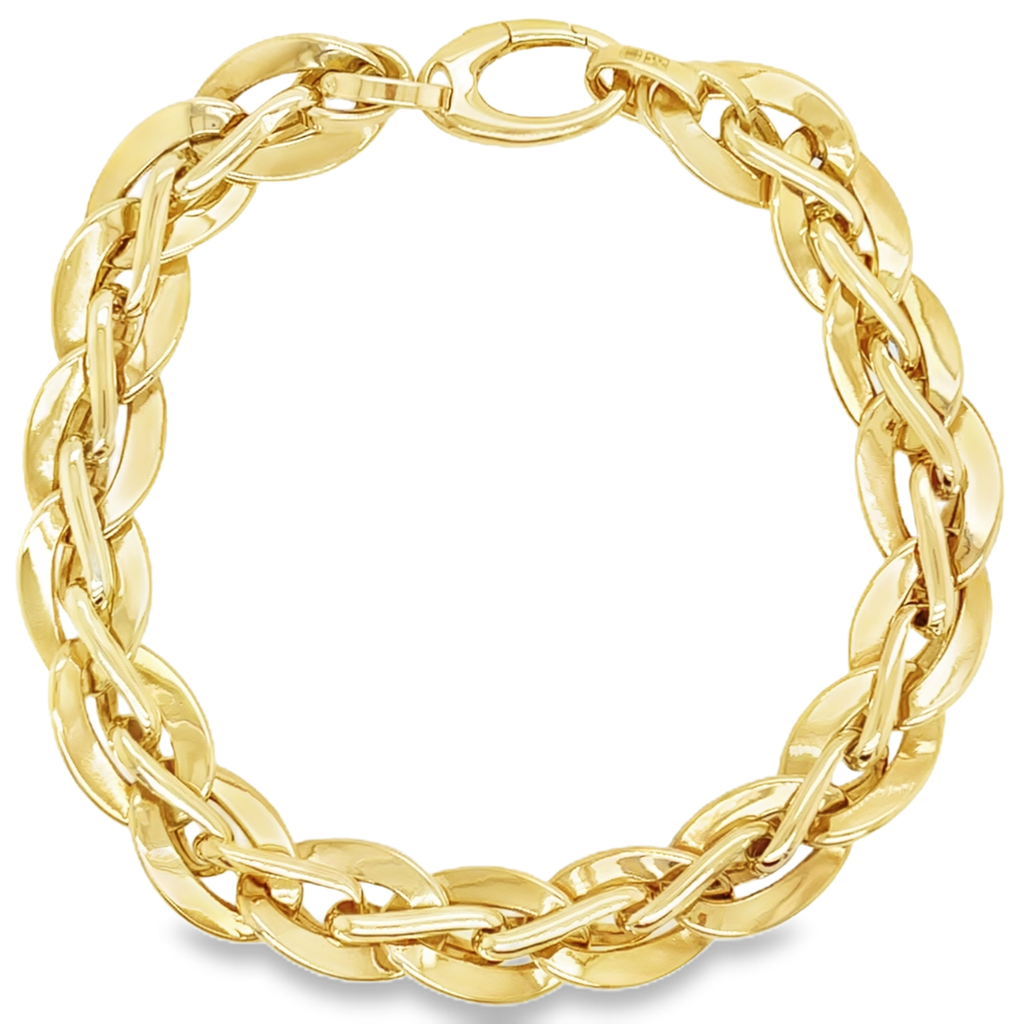 Yellow gold bracelet Fantasy 10mm wide
