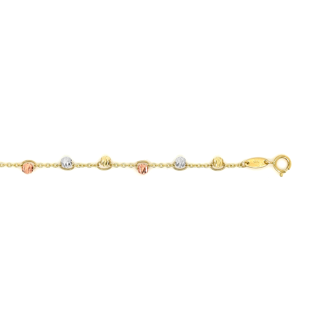 Tricolor gouden armband Ankerschakel met Bolletjes