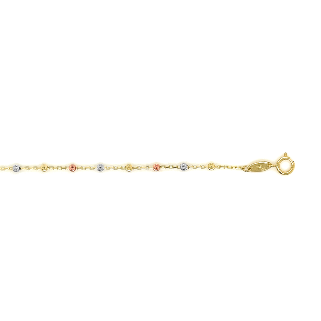 Tricolor gold bracelet Anchor link with Balls