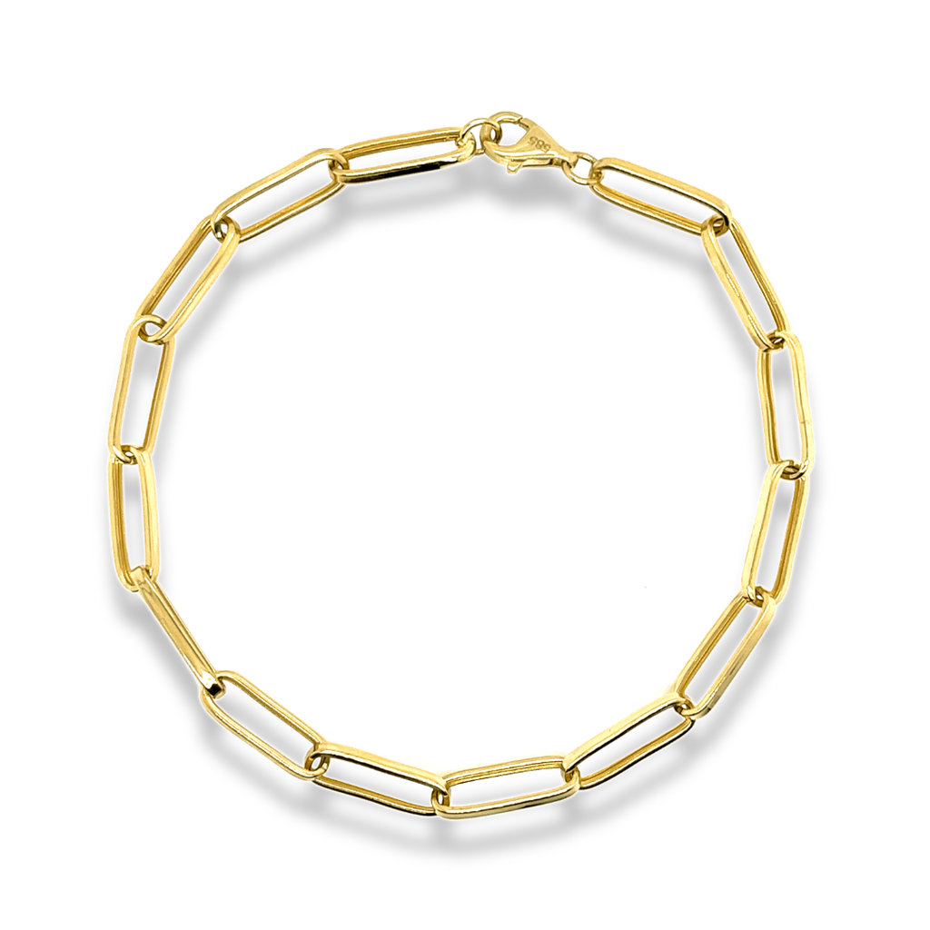 Yellow gold charm bracelet Oval Link 4.5mm wide