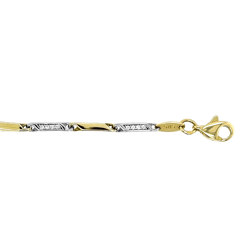 Bicolor gouden armband met Zirkonia 1,9mm breed