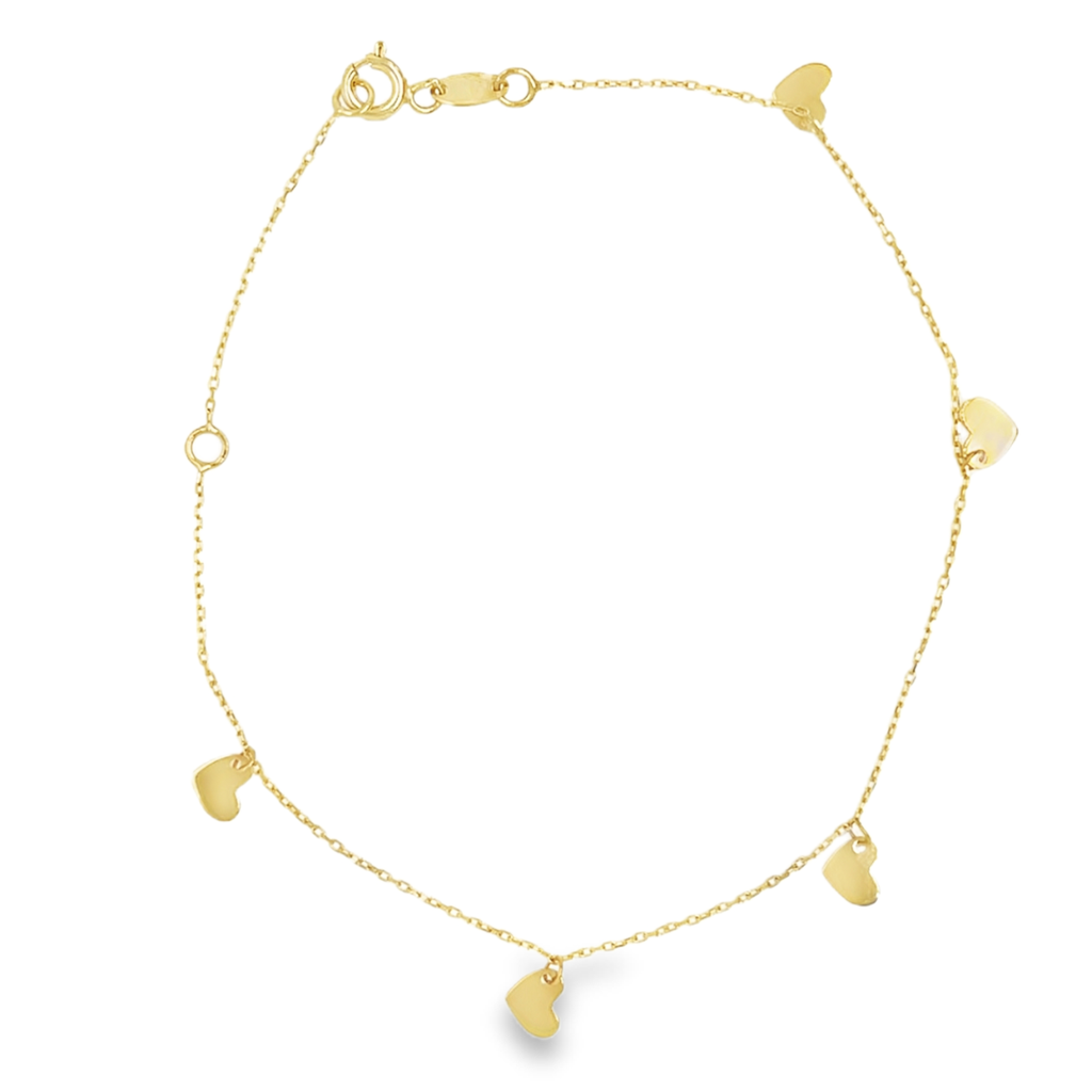 Yellow gold bracelet with hearts