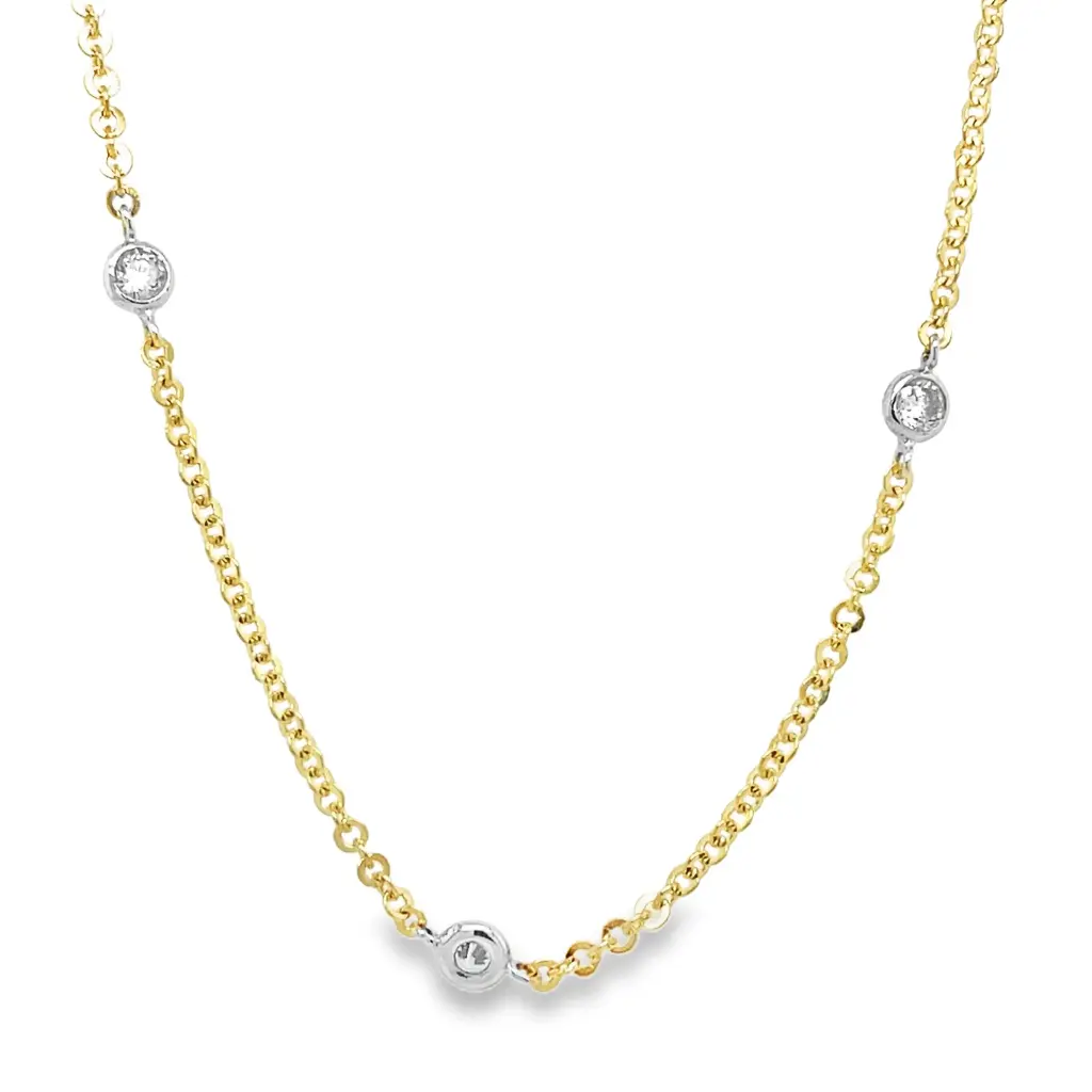 Geelgouden collier Met Zirkonia steentjes