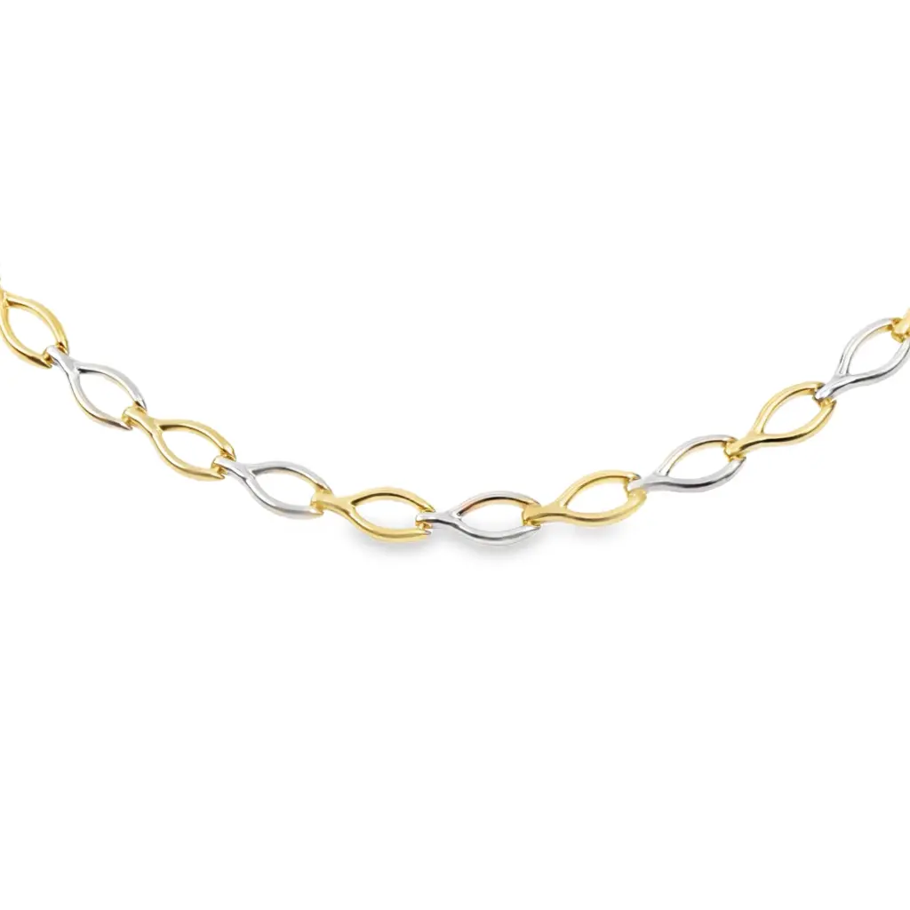 Bicolor gouden collier Fantasie 5,5mm breed