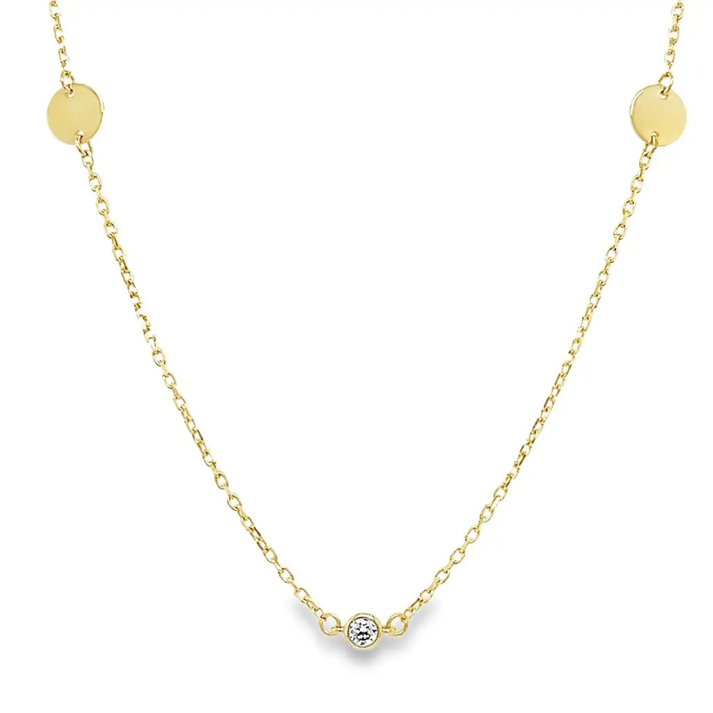 Yellow gold necklace Anchor link with Zirconia