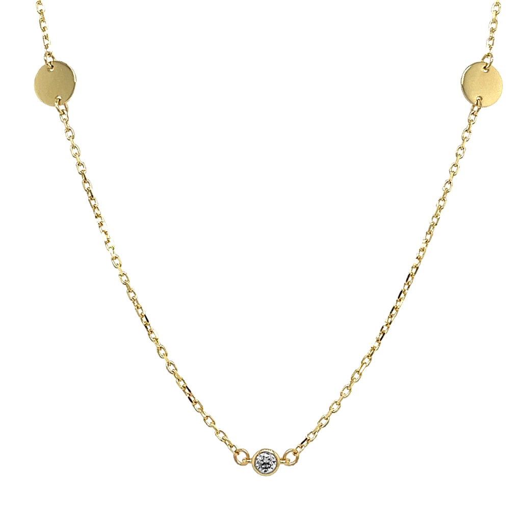 Yellow gold necklace Anchor link with Zirconia