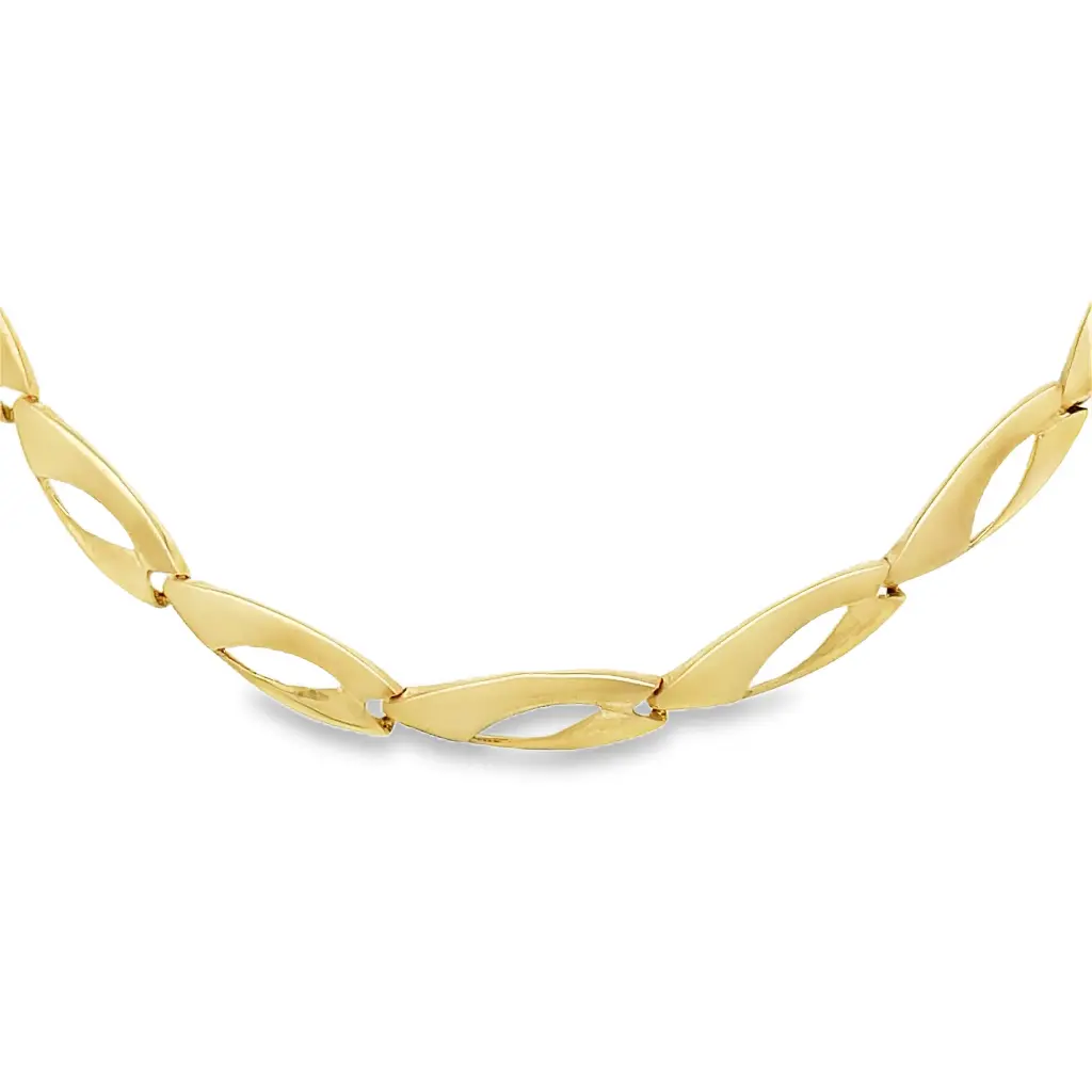 [GC0227] Yellow gold necklace Fantasy Matte/Gloss 4.7mm wide
