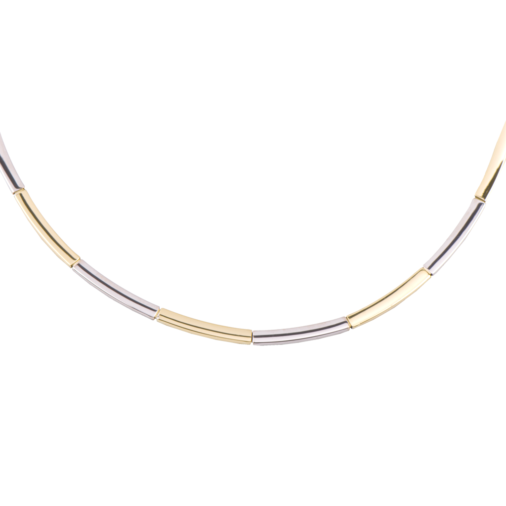 Bicolor gouden collier 3mm breed