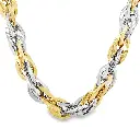 Bicolor gold necklace twisted Fantasy 7mm wide