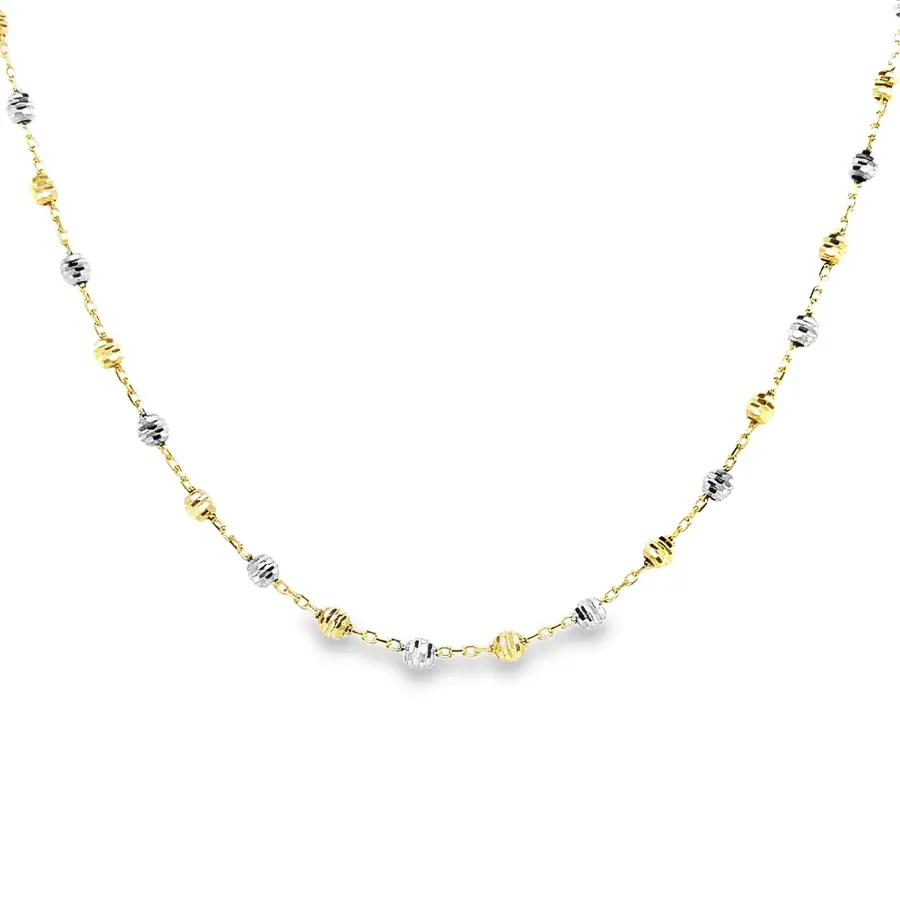 [GC0241] Bicolor gouden collier met bolletjes