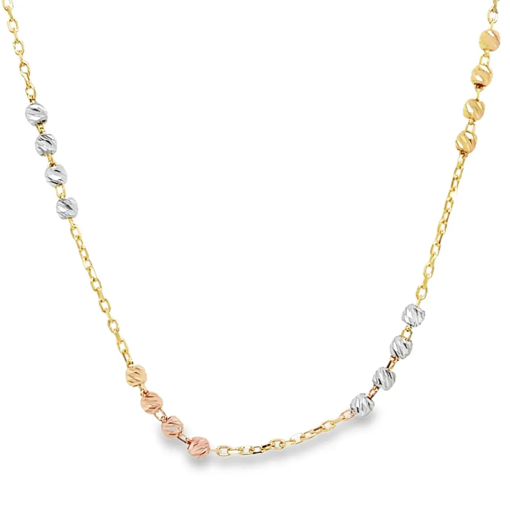 Tricolor gouden collier Ankerschakel met Bolletjes