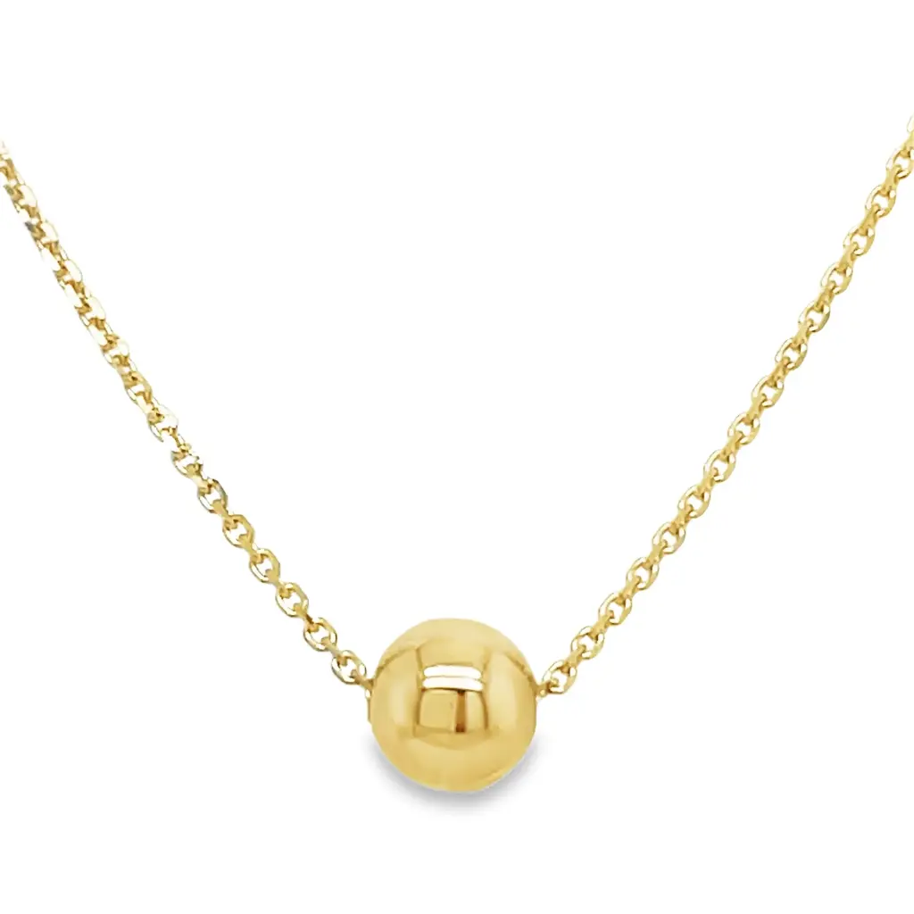 Yellow gold necklace with ball pendant 42-45 cm