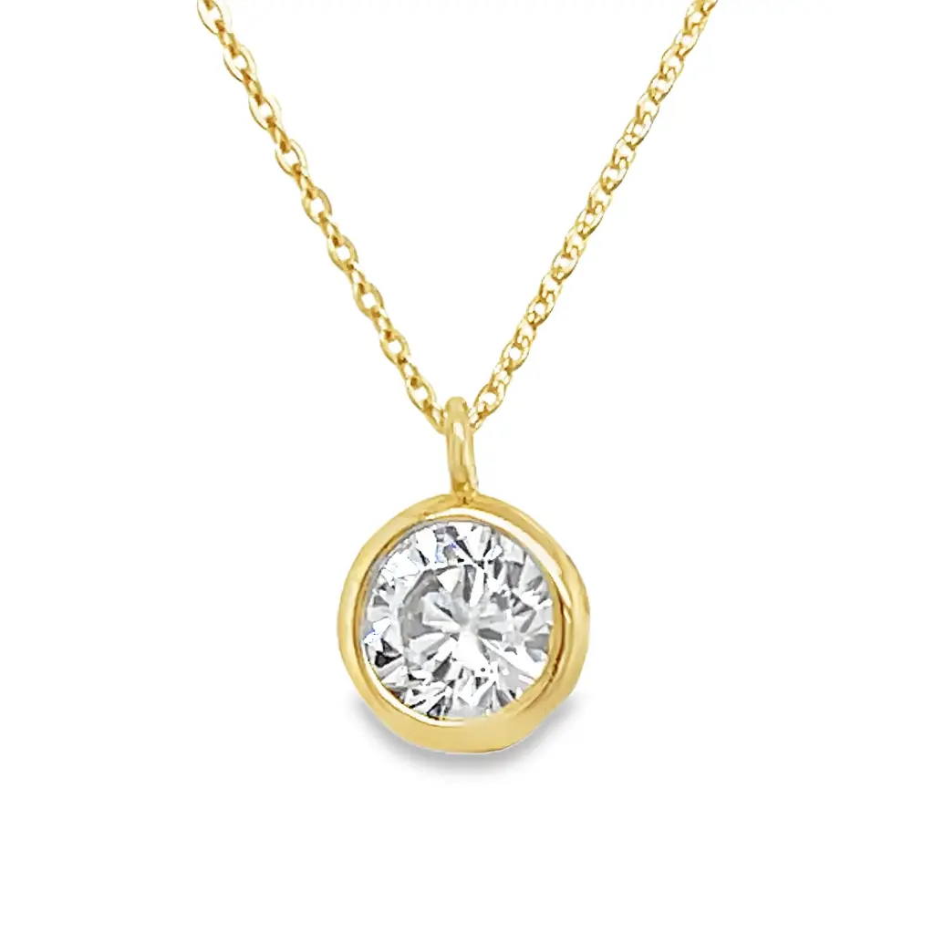Yellow gold necklace with zirconia pendant
