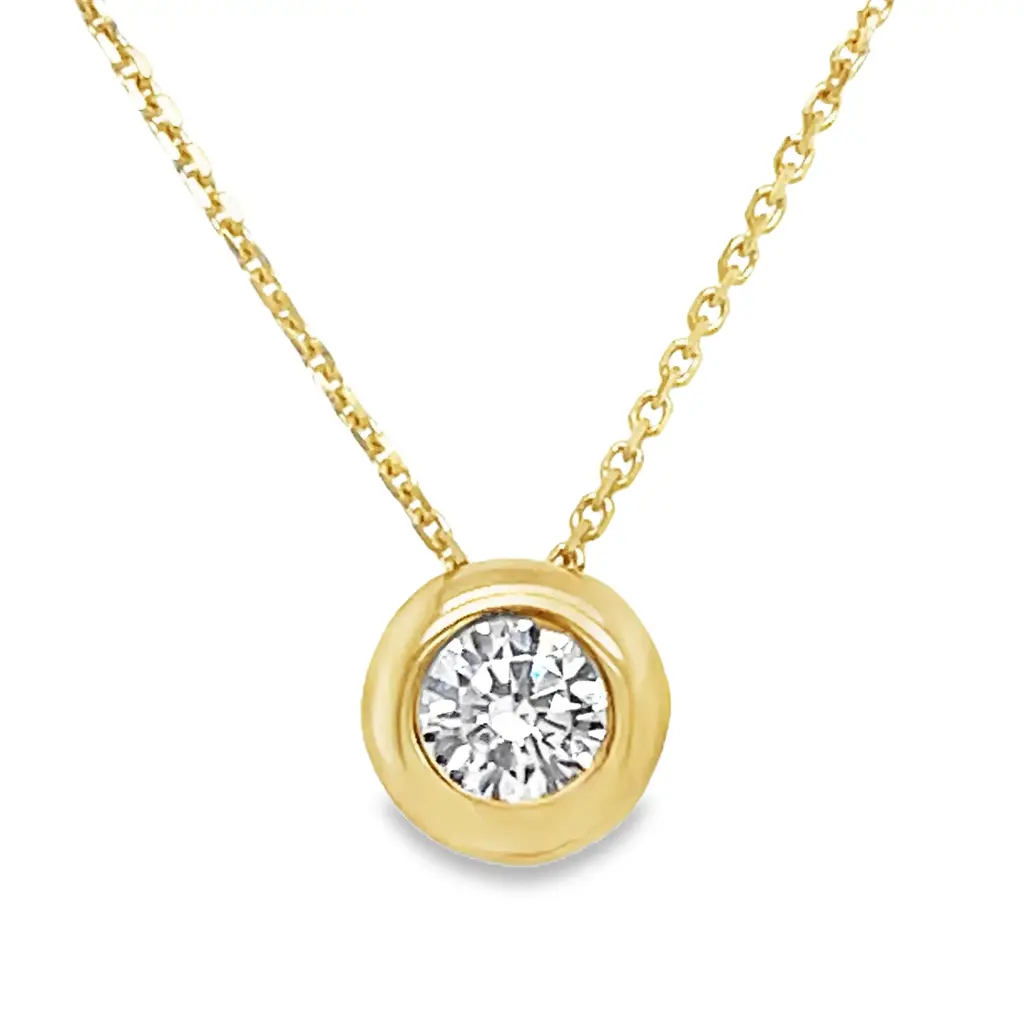 Geelgouden collier met Zirkonia stenen hanger 45cm