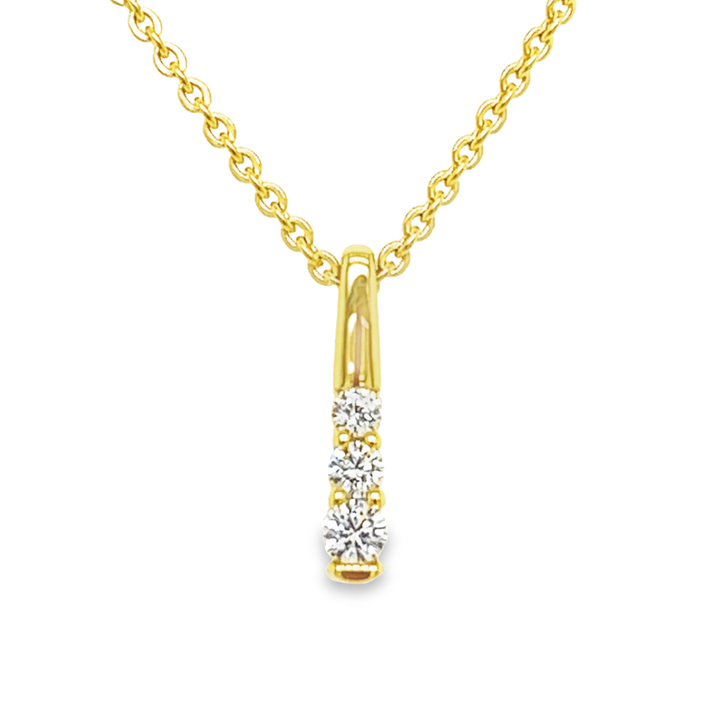 Yellow gold necklace with Zirconia stone pendant 45cm