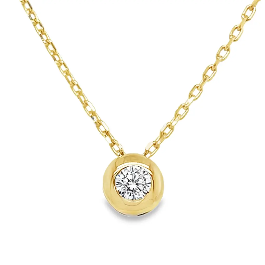 Geelgouden collier met Zirkonia steen hanger 42-45 cm