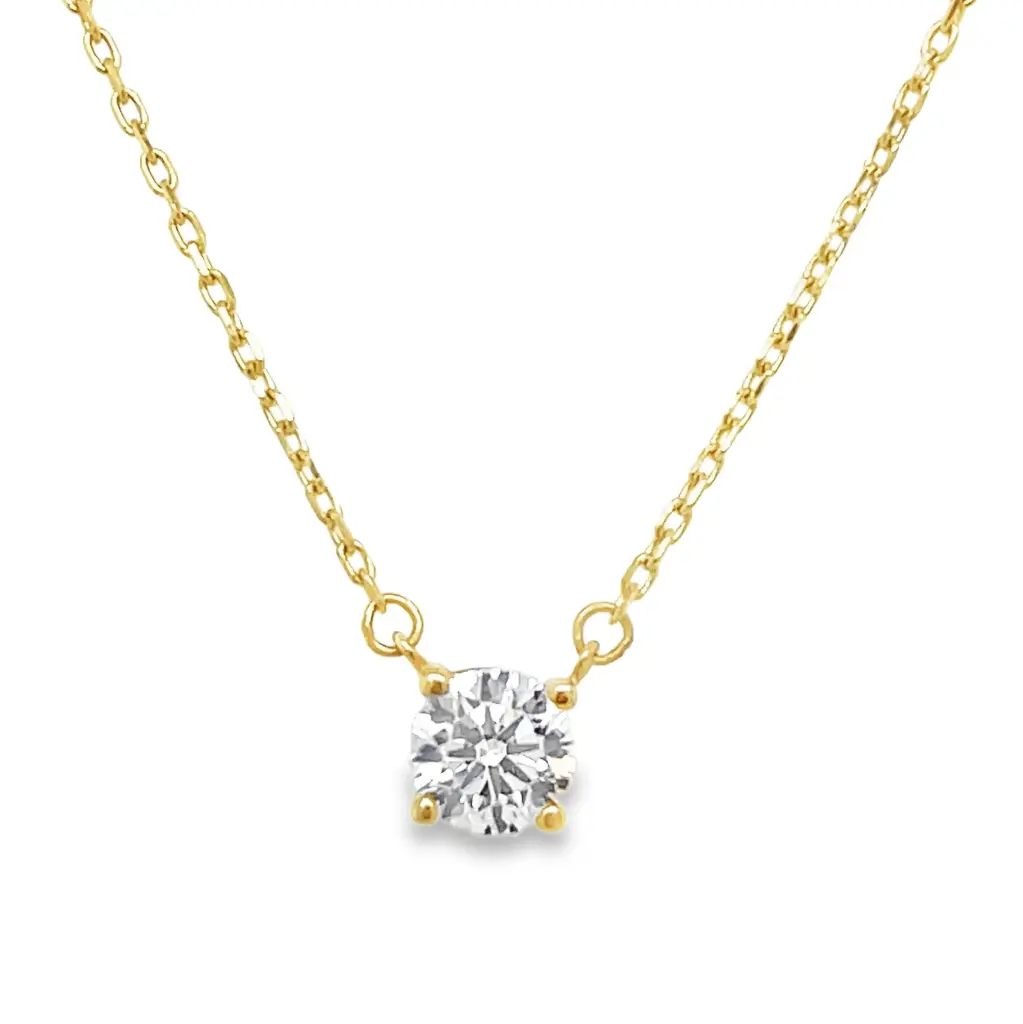 Geelgouden collier met Zirkonia steen hanger 42-45 cm