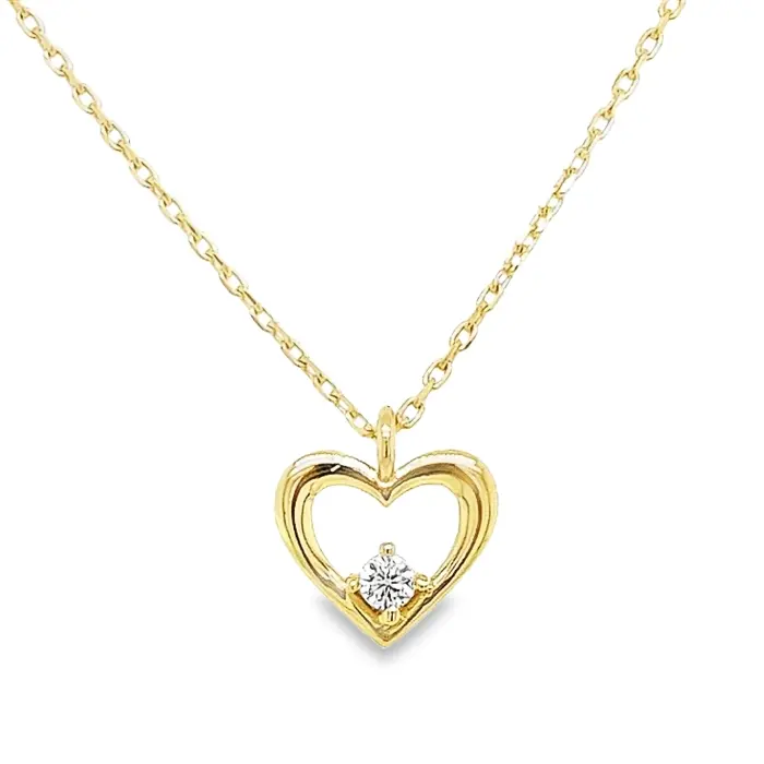 Geelgouden collier met Hartjeshanger Zirkonia steentje