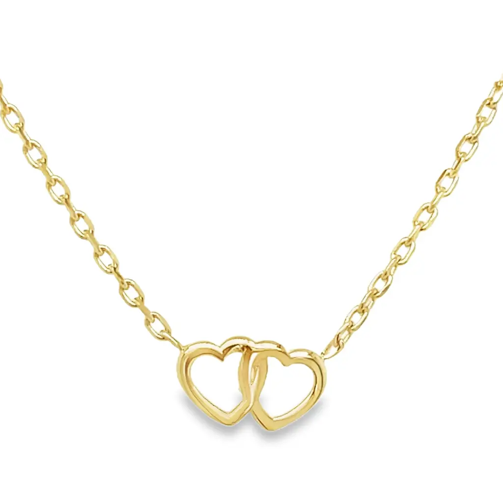 Yellow gold necklace with Connected Hearts