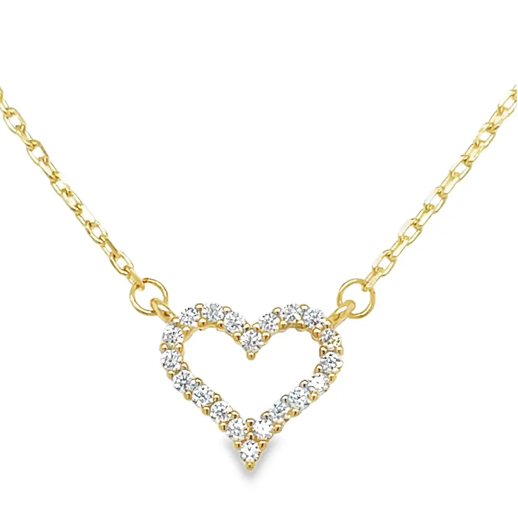 [GC0337] Yellow gold necklace with Zirconia Heart