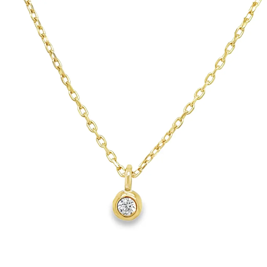 Geelgouden collier met Zirkonia hanger