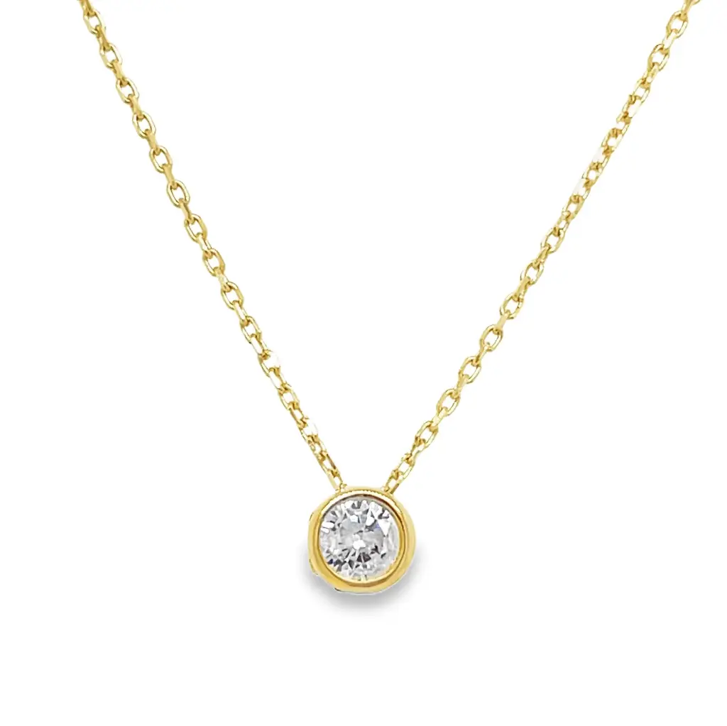 Geelgouden collier met Zirkonia hanger