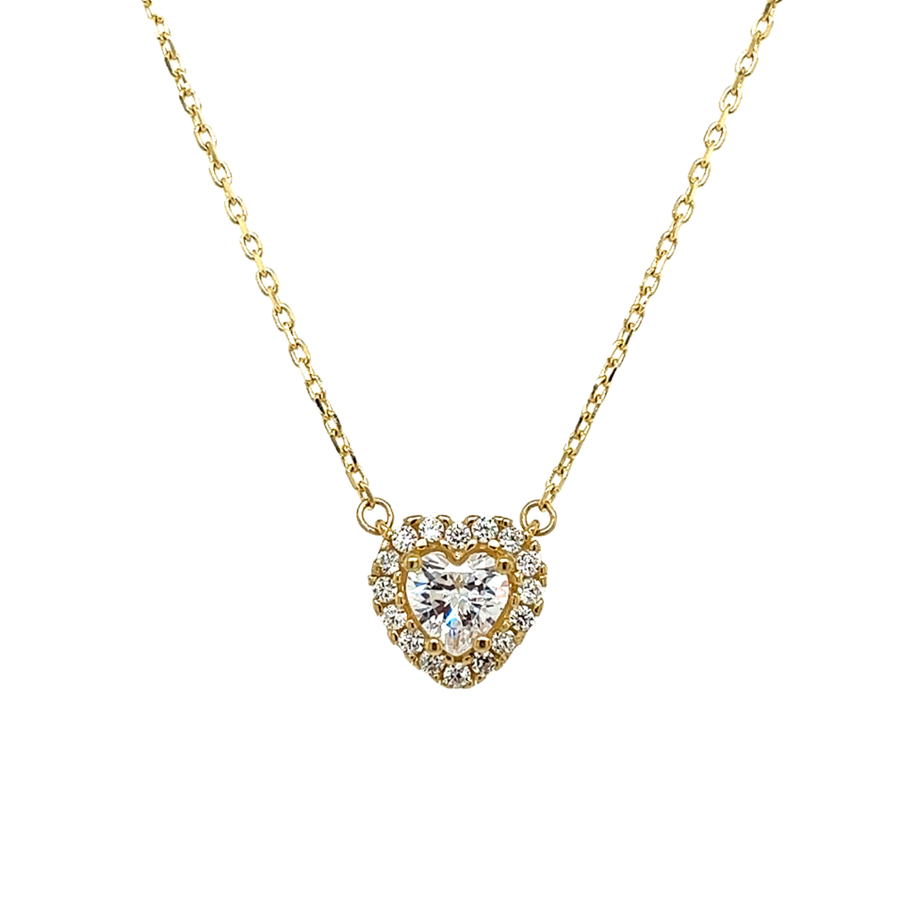 Geelgouden collier met Zirkonia Hart