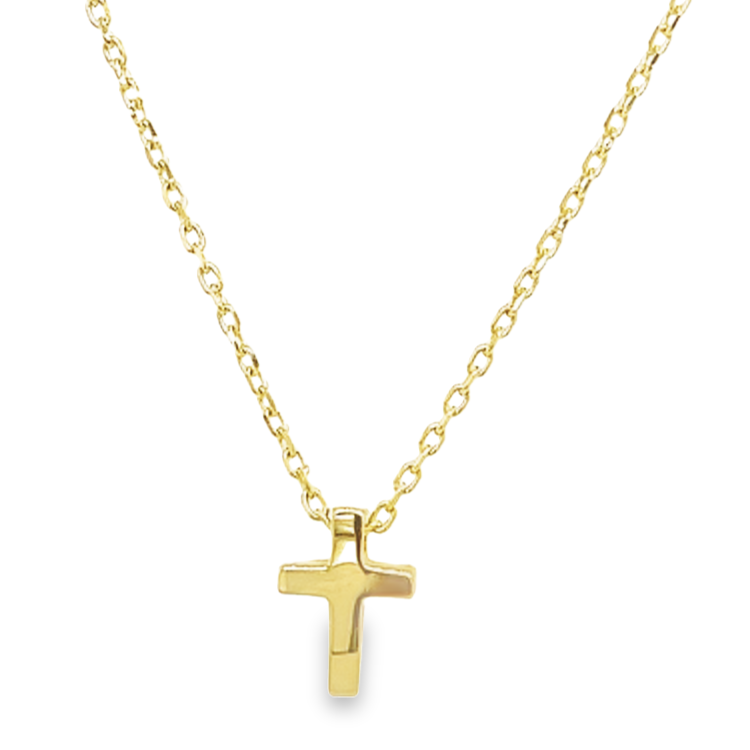 Yellow gold necklace Anchor link with Cross