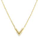 Yellow gold necklace Anchor link with V pendant