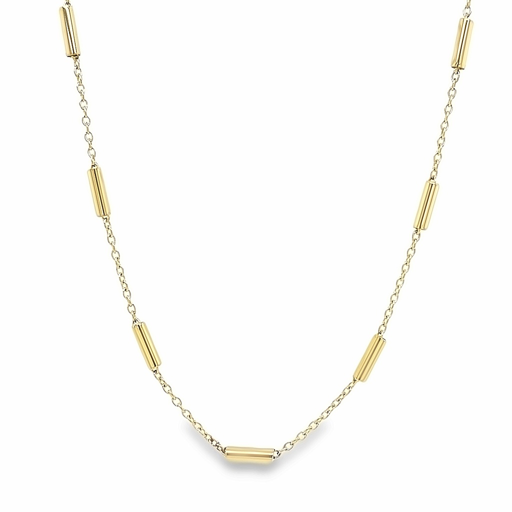 Geelgouden collier Fantasie met vaste Buisjes