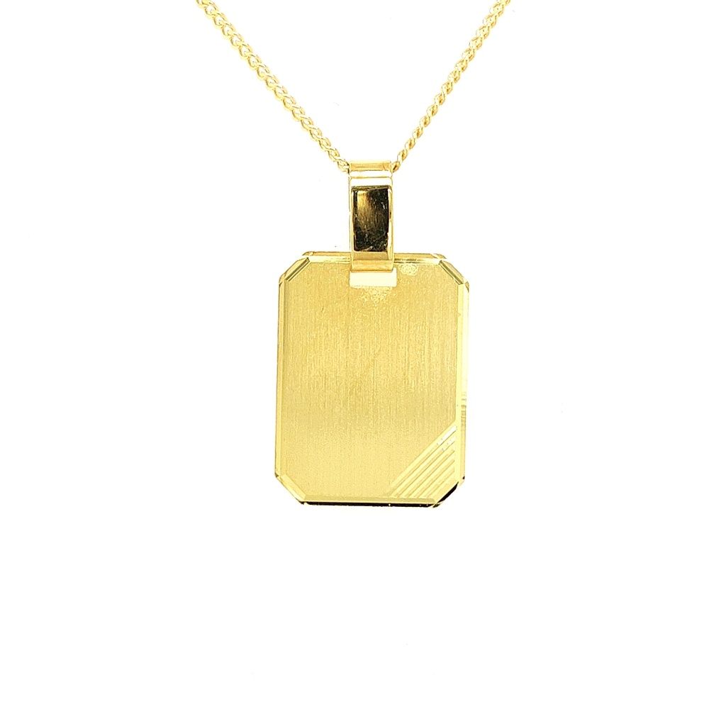Geelgouden hanger Graveerplaatje Rechthoekig 13,4mm breed