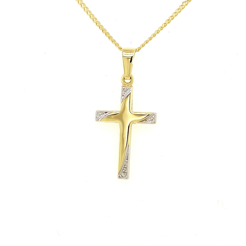Bicolor gold pendant Cross 12mm wide