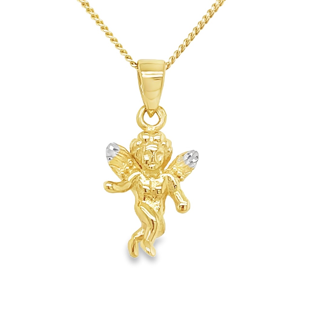 [GH0438] Bicolor gouden hanger Engeltje 9mm breed