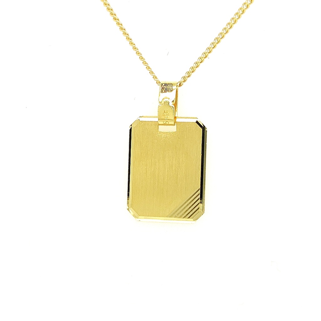Yellow gold pendant Engraving plate Rectangular 11.9mm wide