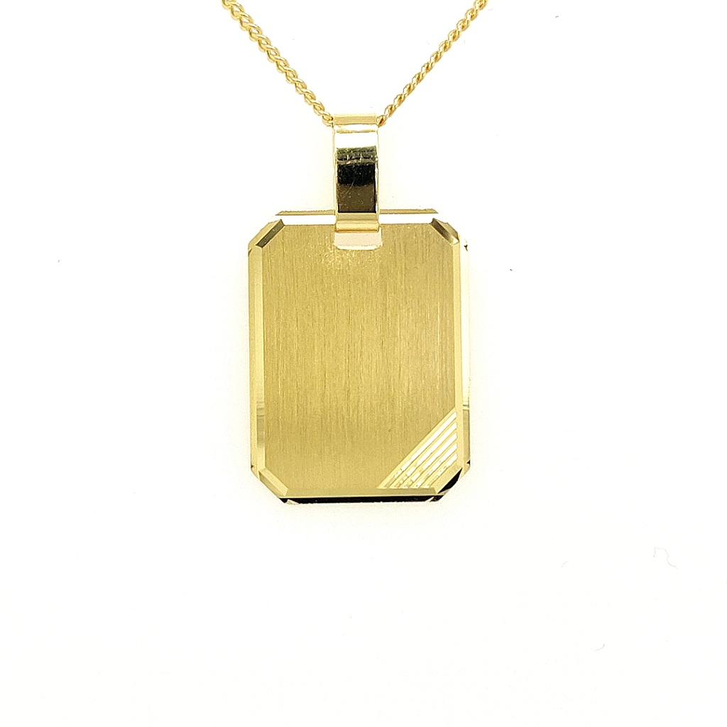 Geelgouden hanger Graveerplaatje Rechthoekig 14,9mm breed