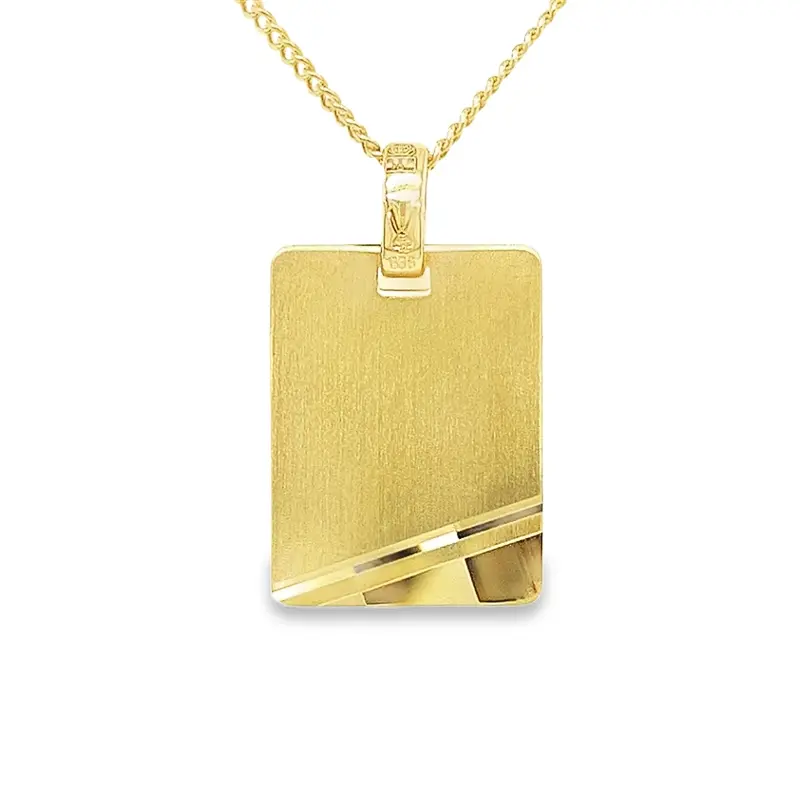 Yellow gold pendant Engraving plate Rectangular 12.7mm wide