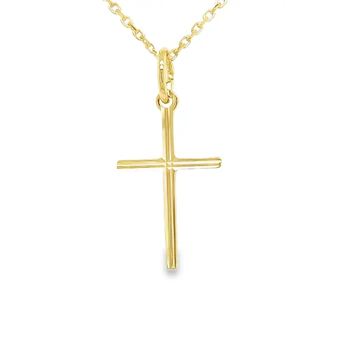 Yellow gold pendant Cross 10mm wide