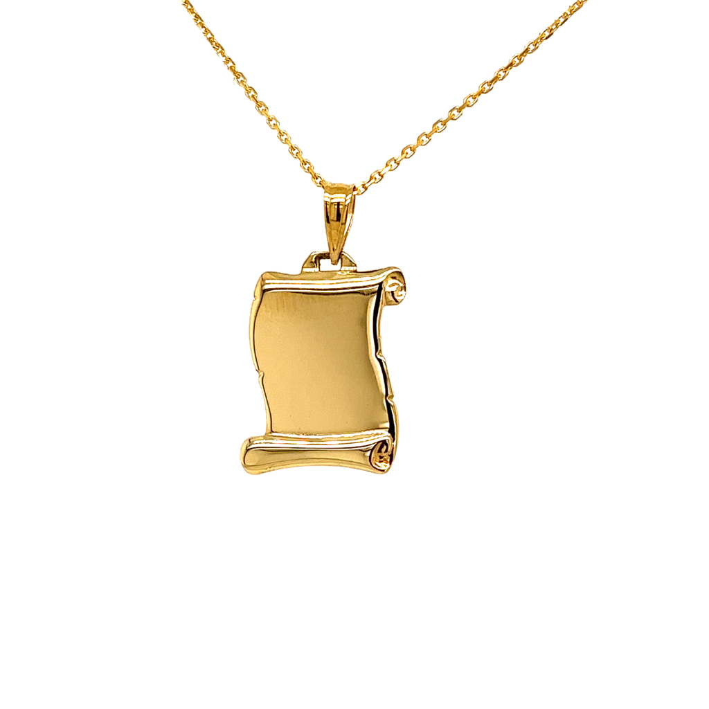 [GH0564] Geelgouden hanger Perkament 14mm breed