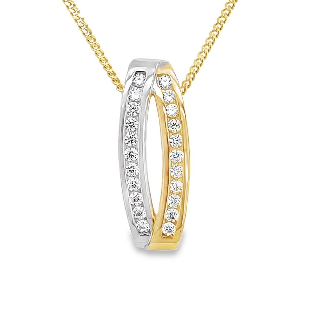 Bicolor gold pendant Fantasy with Zirconia stones