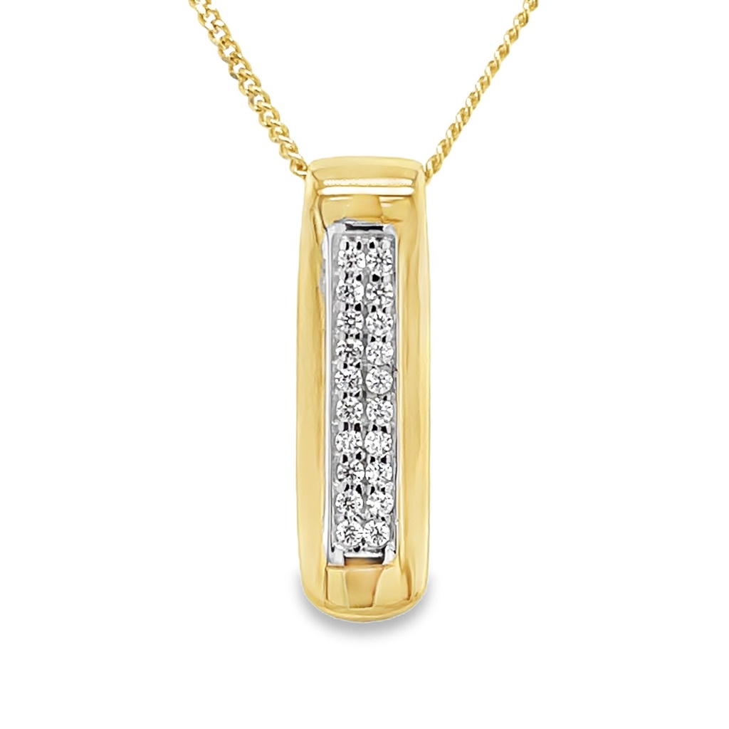 Yellow gold pendant with double row of Zirconia stones