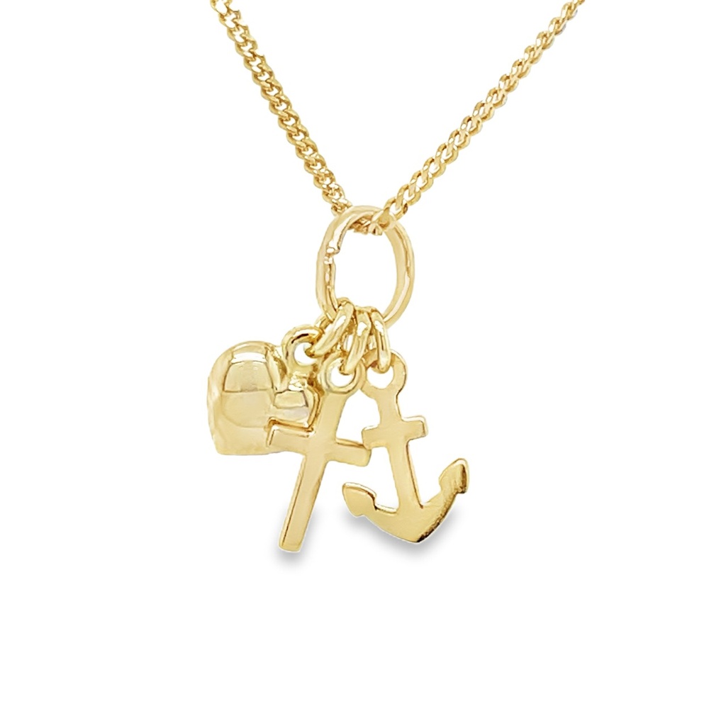 [GH0576] Geelgouden hanger Geloof, Hoop en Liefde 8mm breed