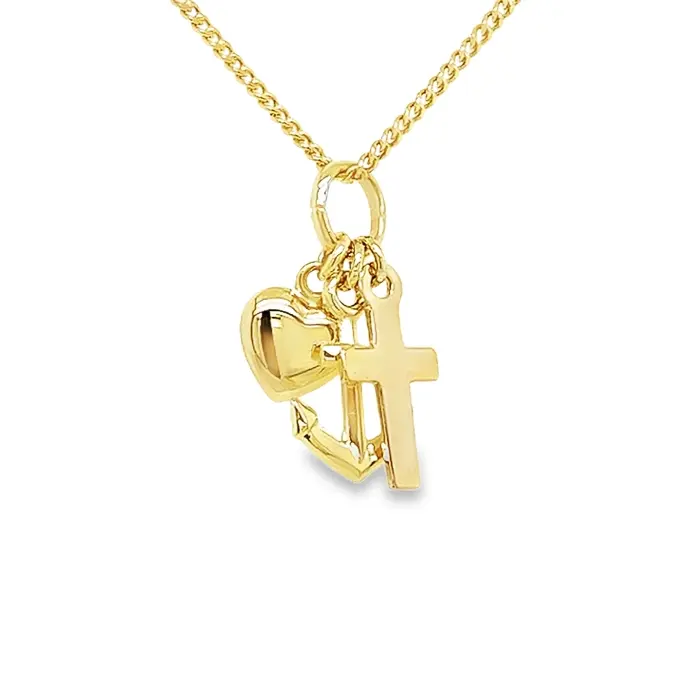 [GH0577] Geelgouden hanger Geloof, Hoop en Liefde 11mm breed