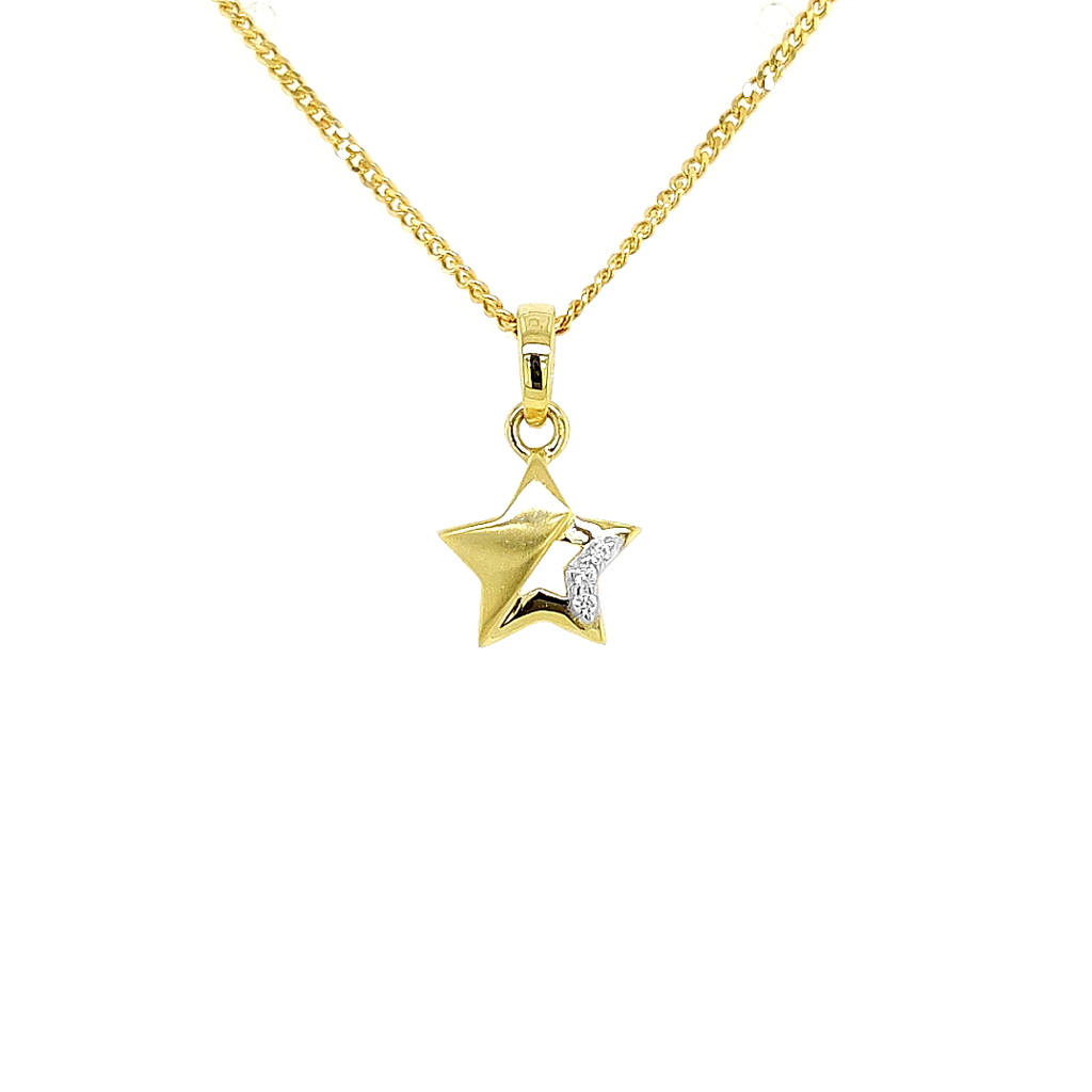 Yellow gold pendant Star with Zirconia stones