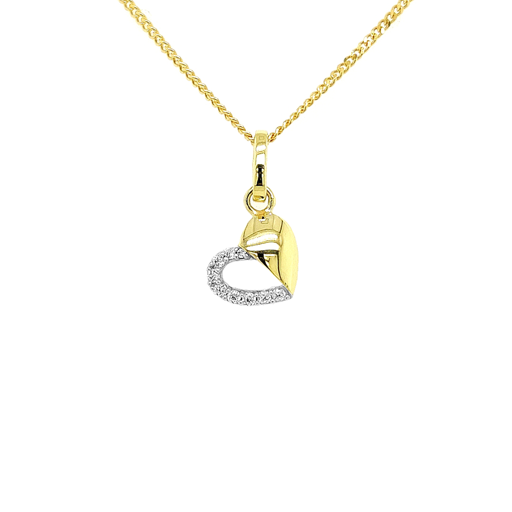Yellow gold pendant Heart with Zirconia stones