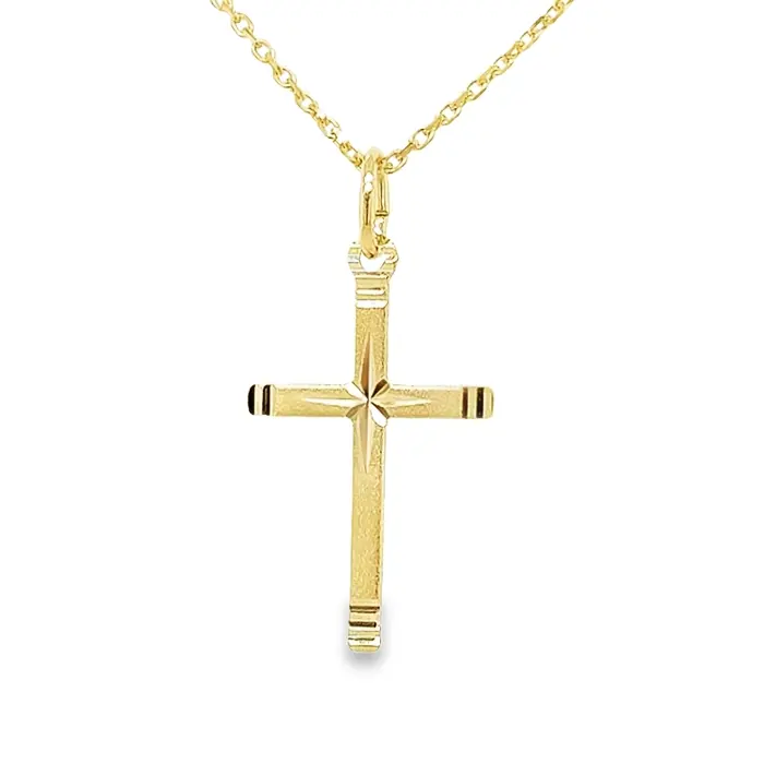Yellow Gold Cross Pendant Decorated