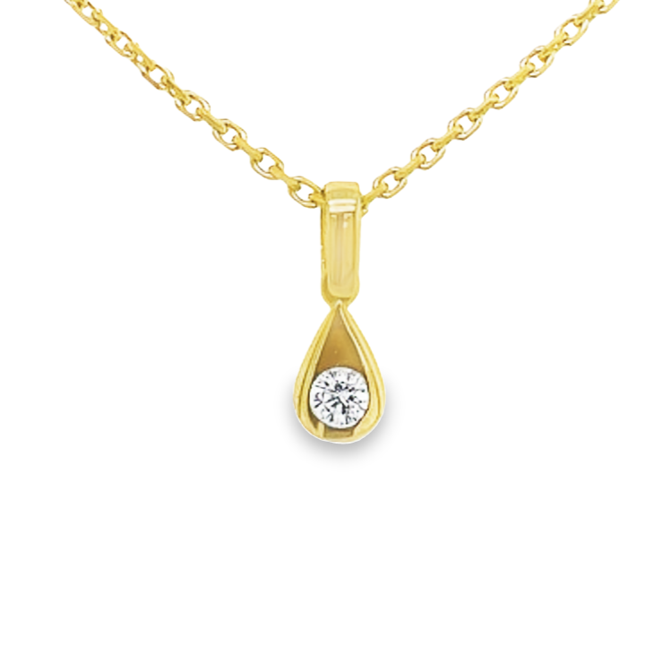 Yellow gold pendant Drop with Zirconia
