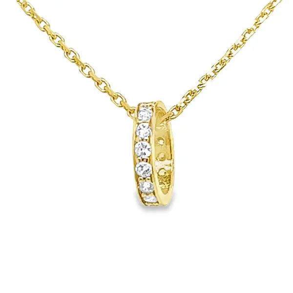 Yellow Gold Ring Pendant with Zirconia Stones