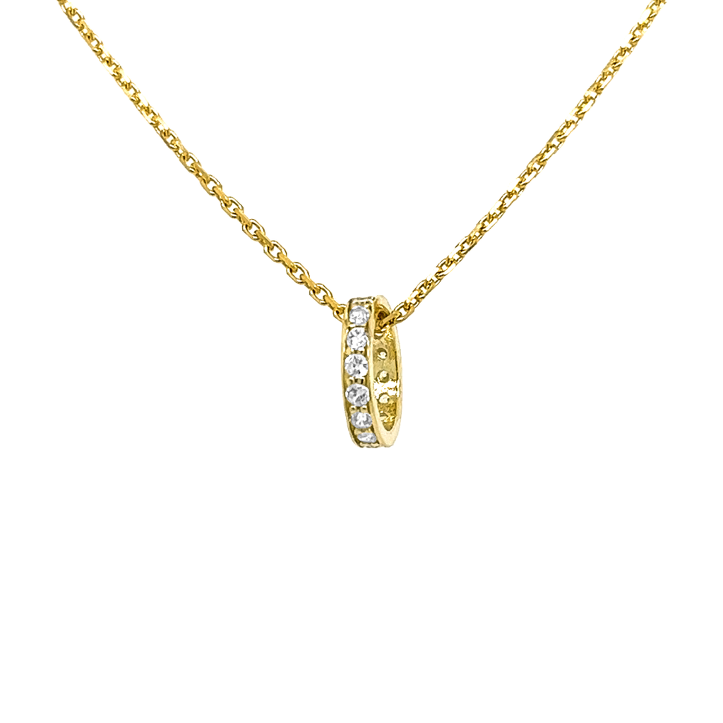 Yellow Gold Ring Pendant with Zirconia Stones