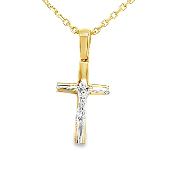 Bicolor gouden Crucifix Kruis